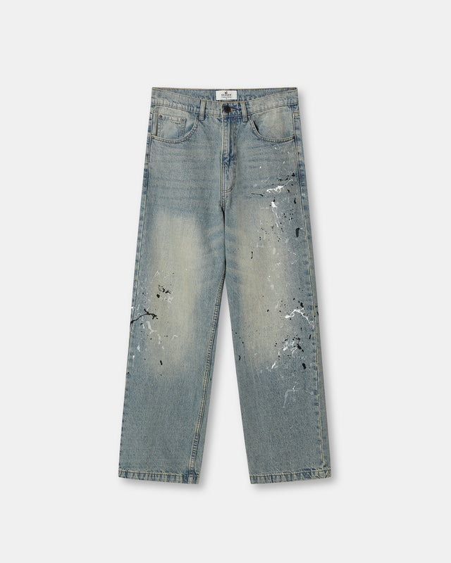 Baggy Denim Jeans Paint Splatter