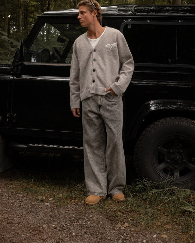 Baggy denim jeans tvättad grå