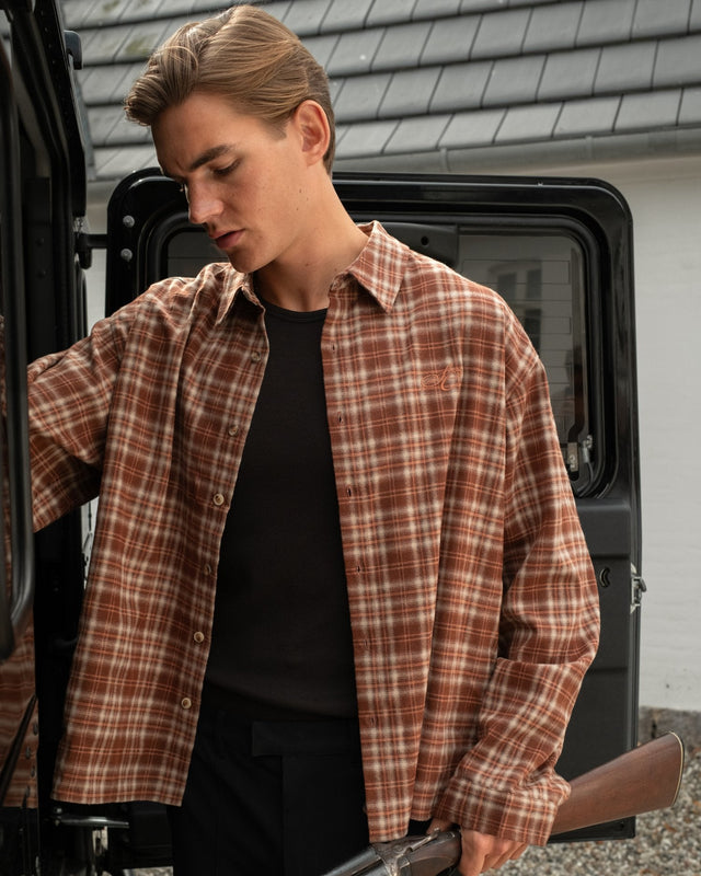 Checked Flannel shirt bordeaux