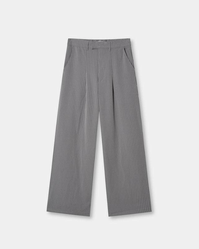 Baggy Suit Pants Grey Pinstriped