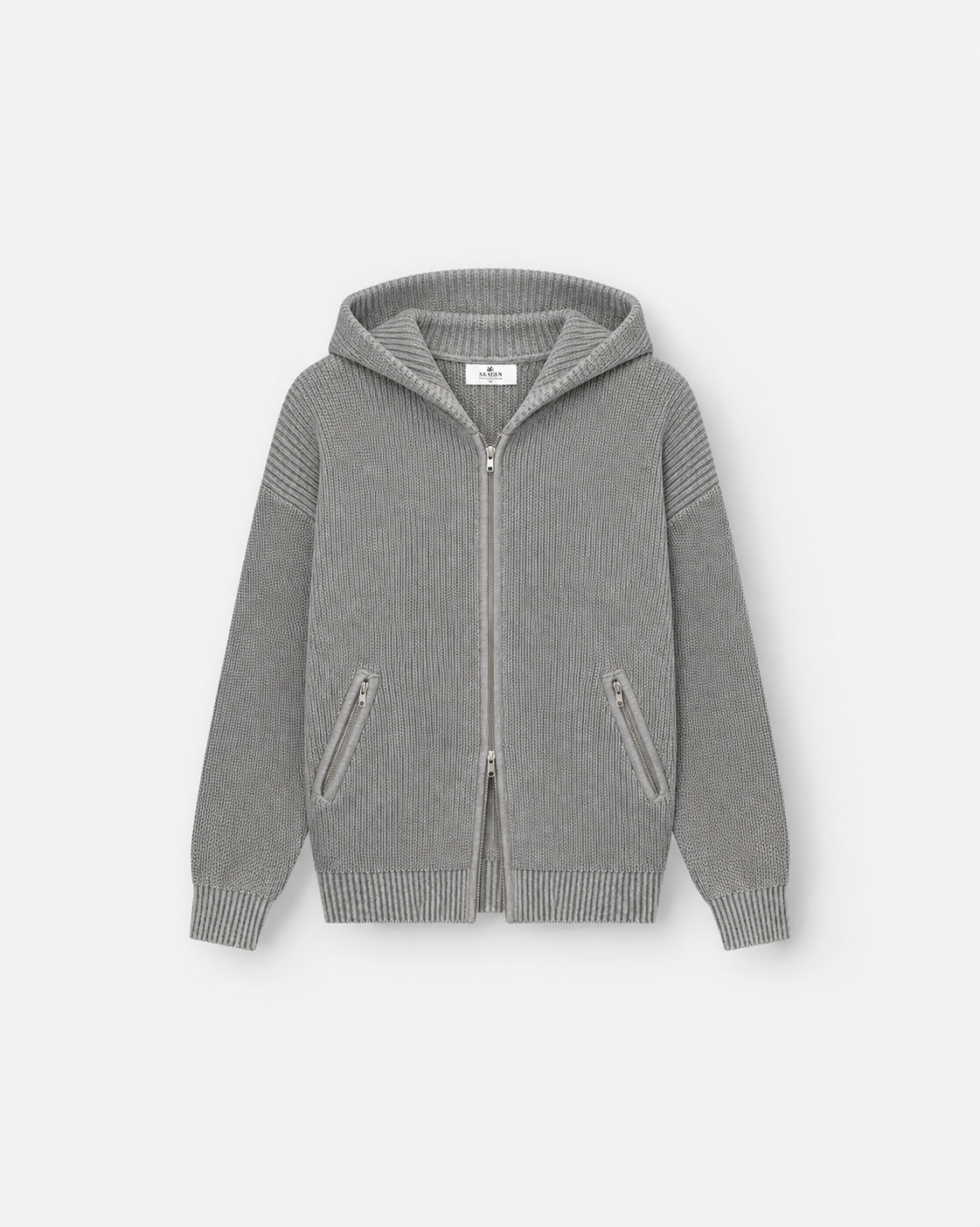 Knit Hoodie Washed Grey