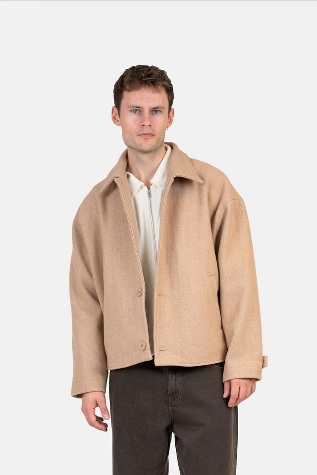 Wool Look Jacket Beige