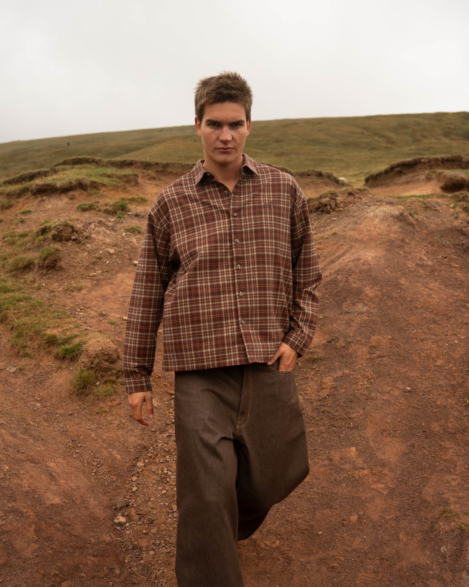 Checkered flannel shirt Bordeaux