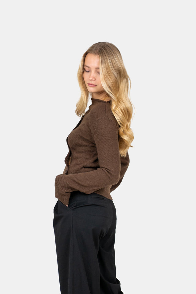 Asymmetric Cardigan Brown