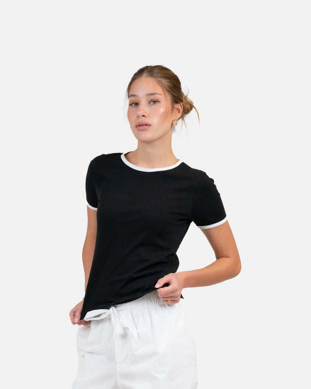 Contrast Baby Tee black