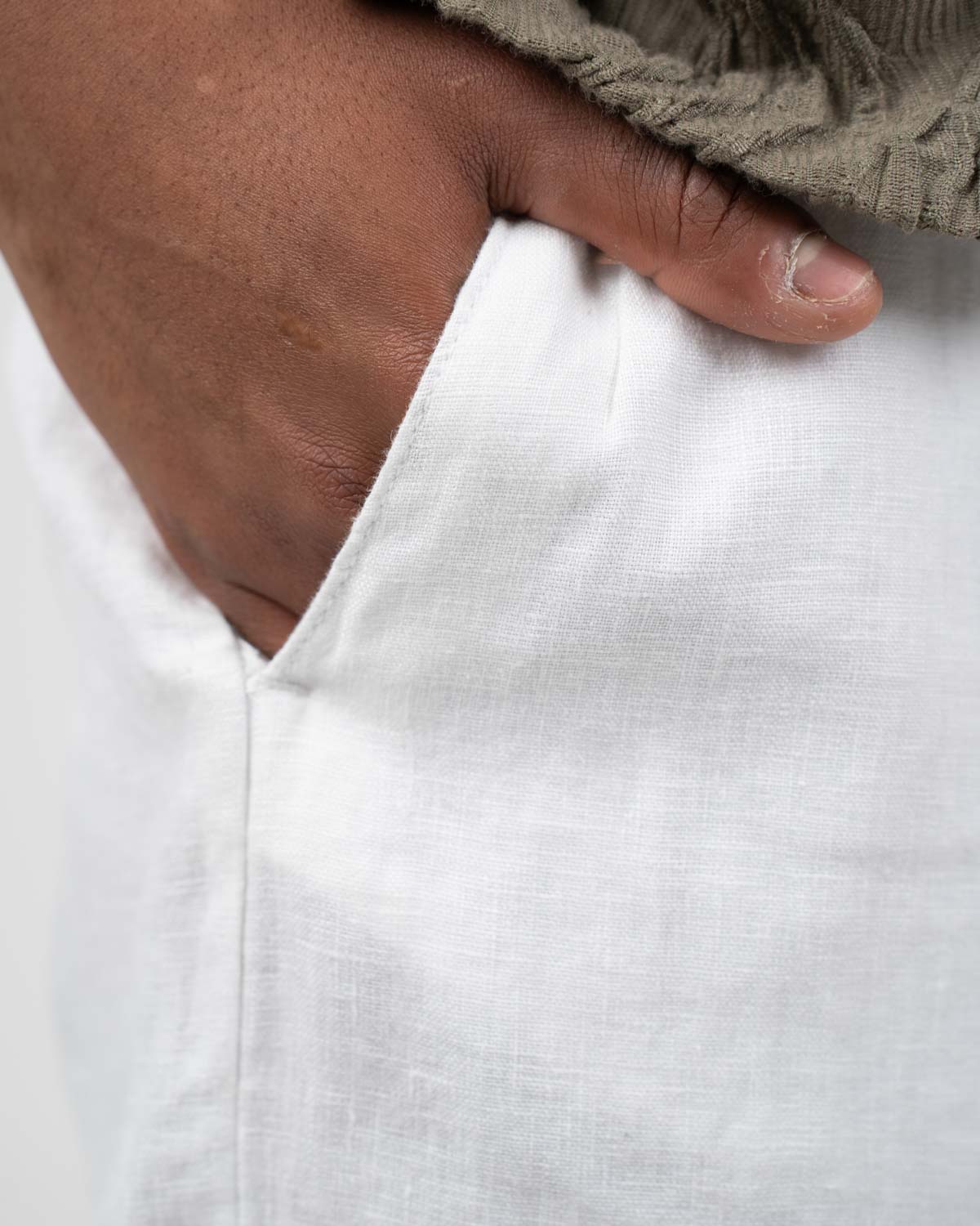 Baggy 100% flax pants white