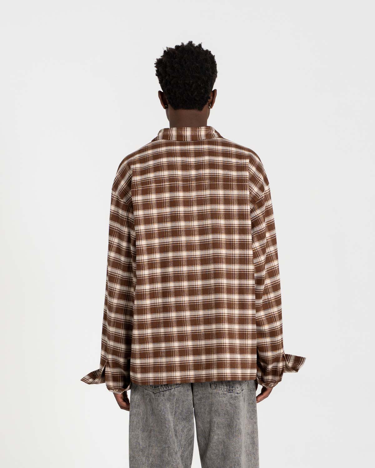 Checkered flannel shirt brown