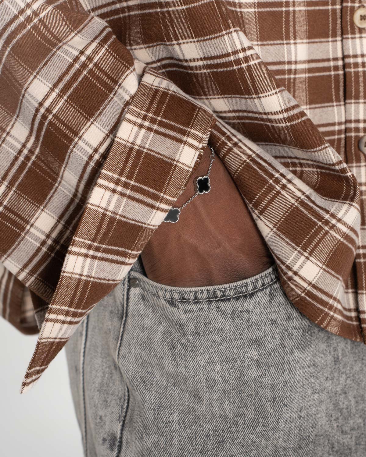 Checkered flannel shirt brown