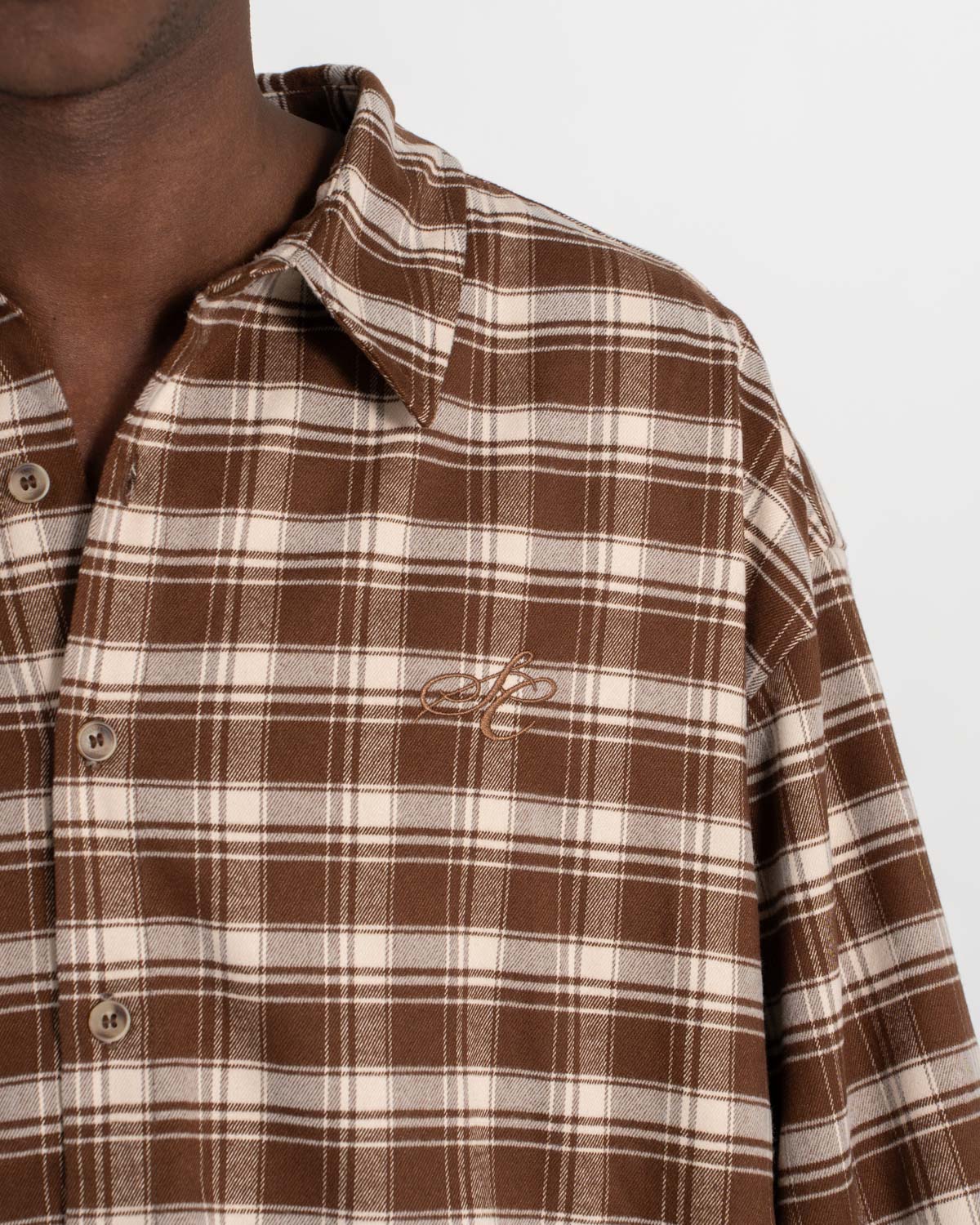 Checkered flannel shirt brown