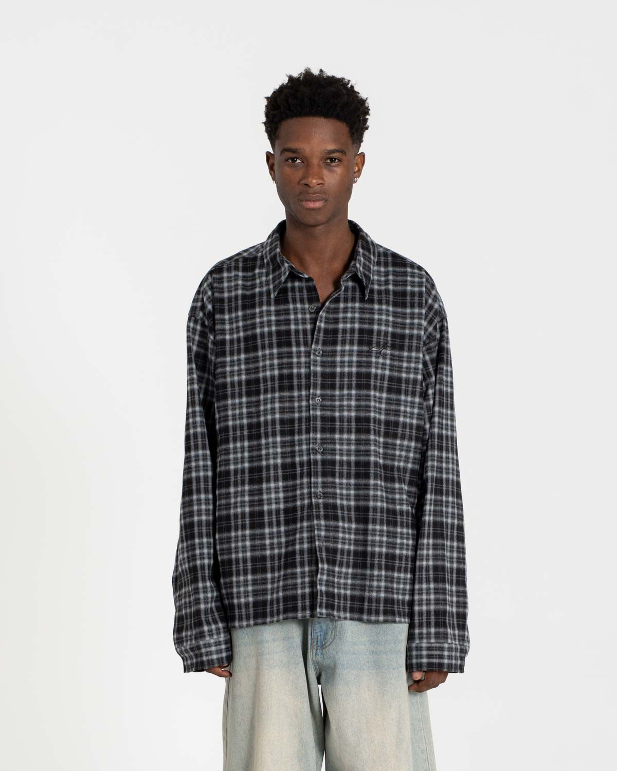 Checkered flannel shirt gray
