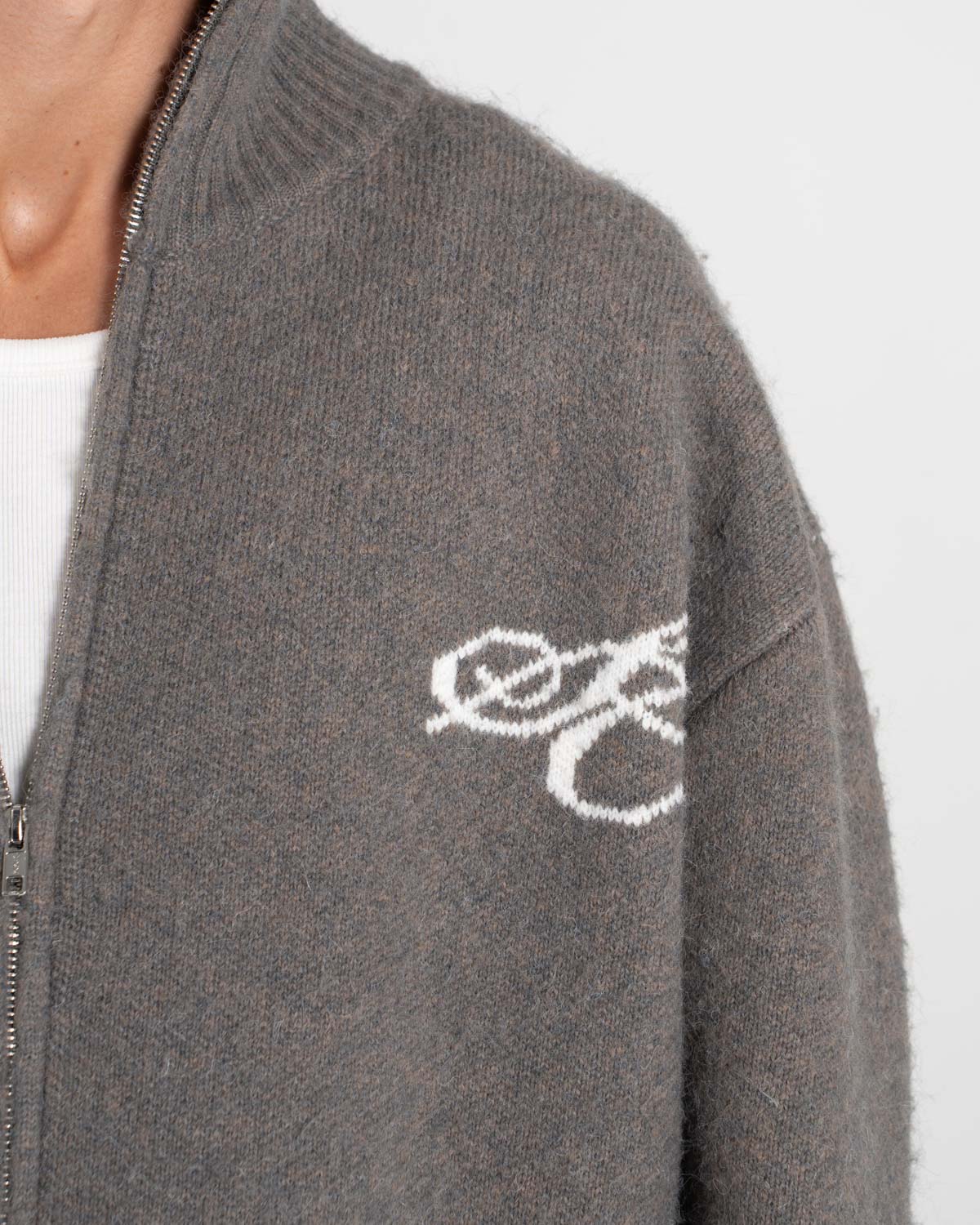 Full-zip sweater dark gray