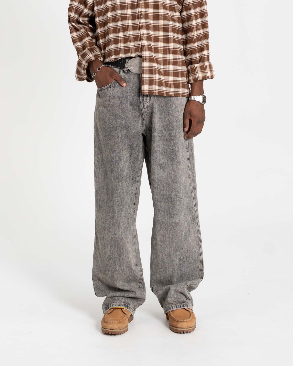 Baggy denim jeans washed gray