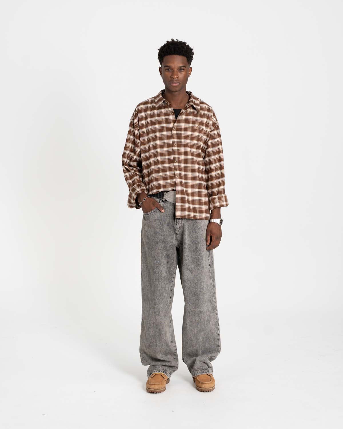 Baggy Denim Jeans Washed Grey