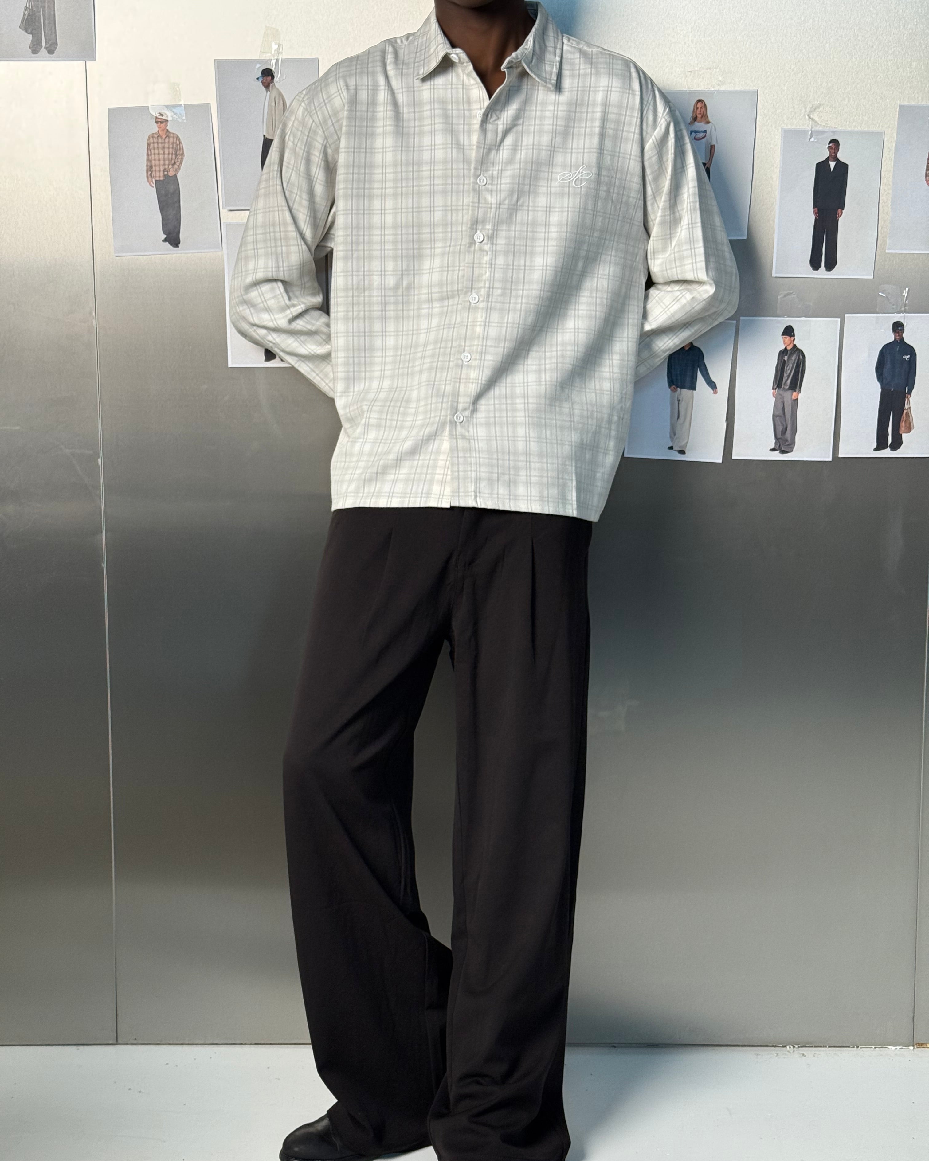 Checked Flannel shirt White