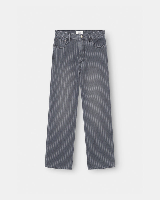 Baggy denim jeans tvättade kritstreck