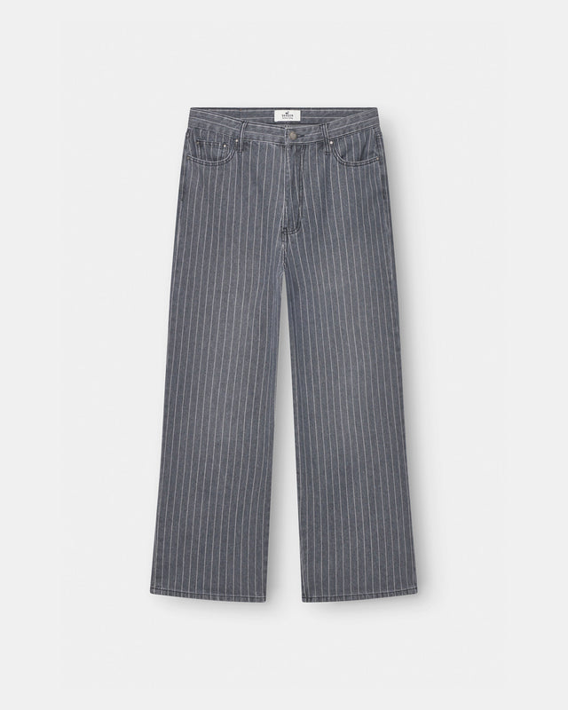 Baggy Denim Jeans Washed Pinstripe