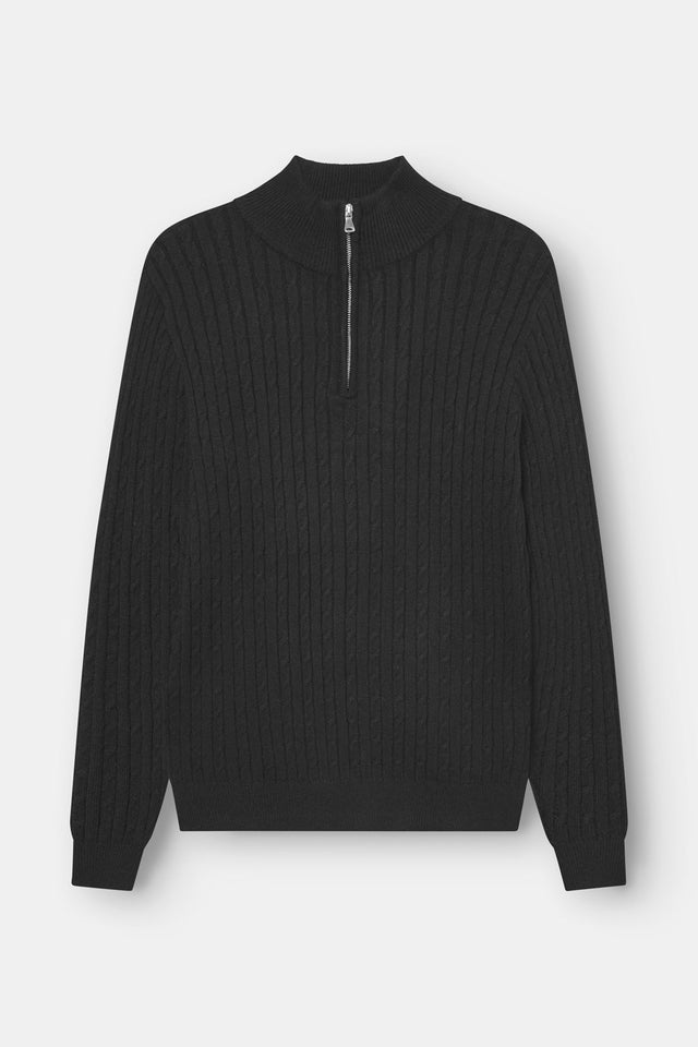 Halv Zip Knit Black