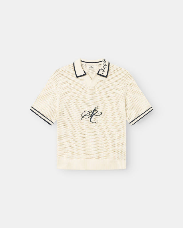 Knitted Short-sleeved Polo Shirt White