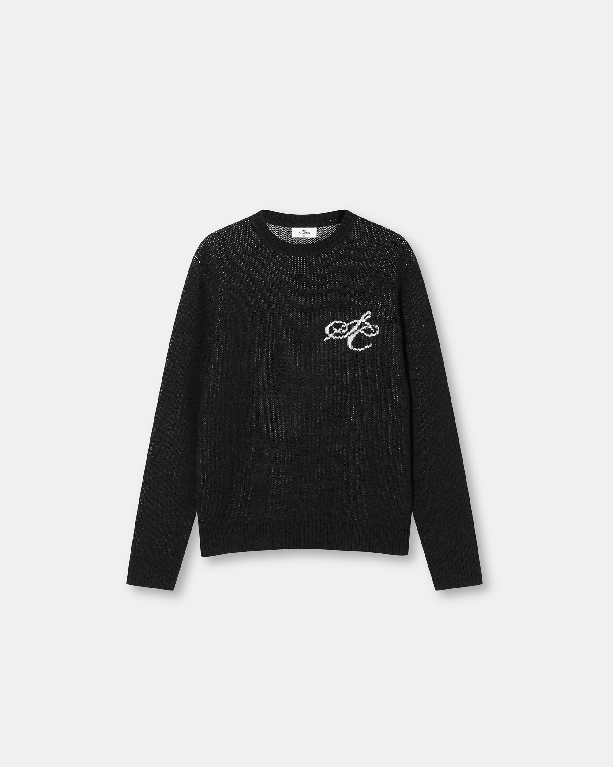 Jacquard Knitted Wool Sweater Black