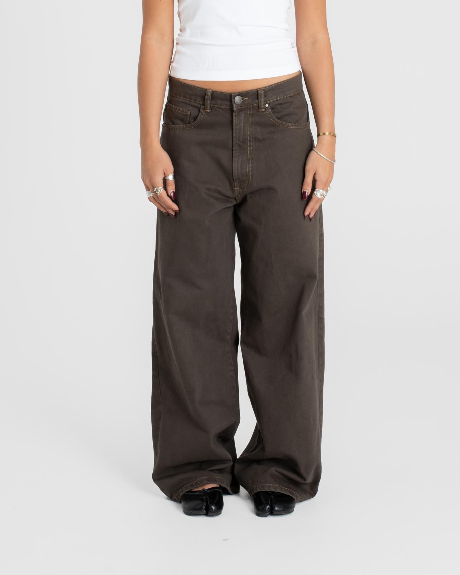 Baggy denim jeans brown