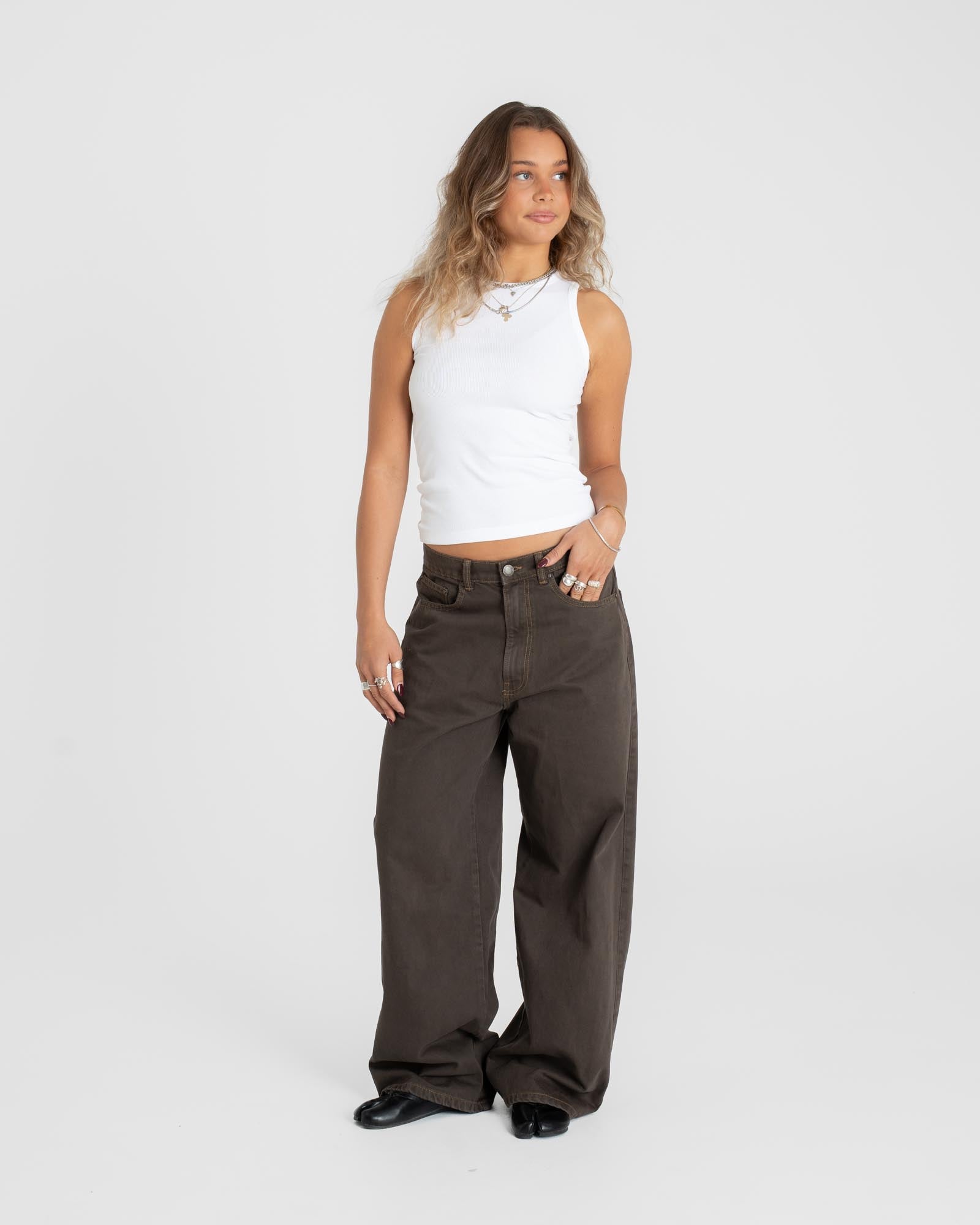 Baggy denim jeans brown