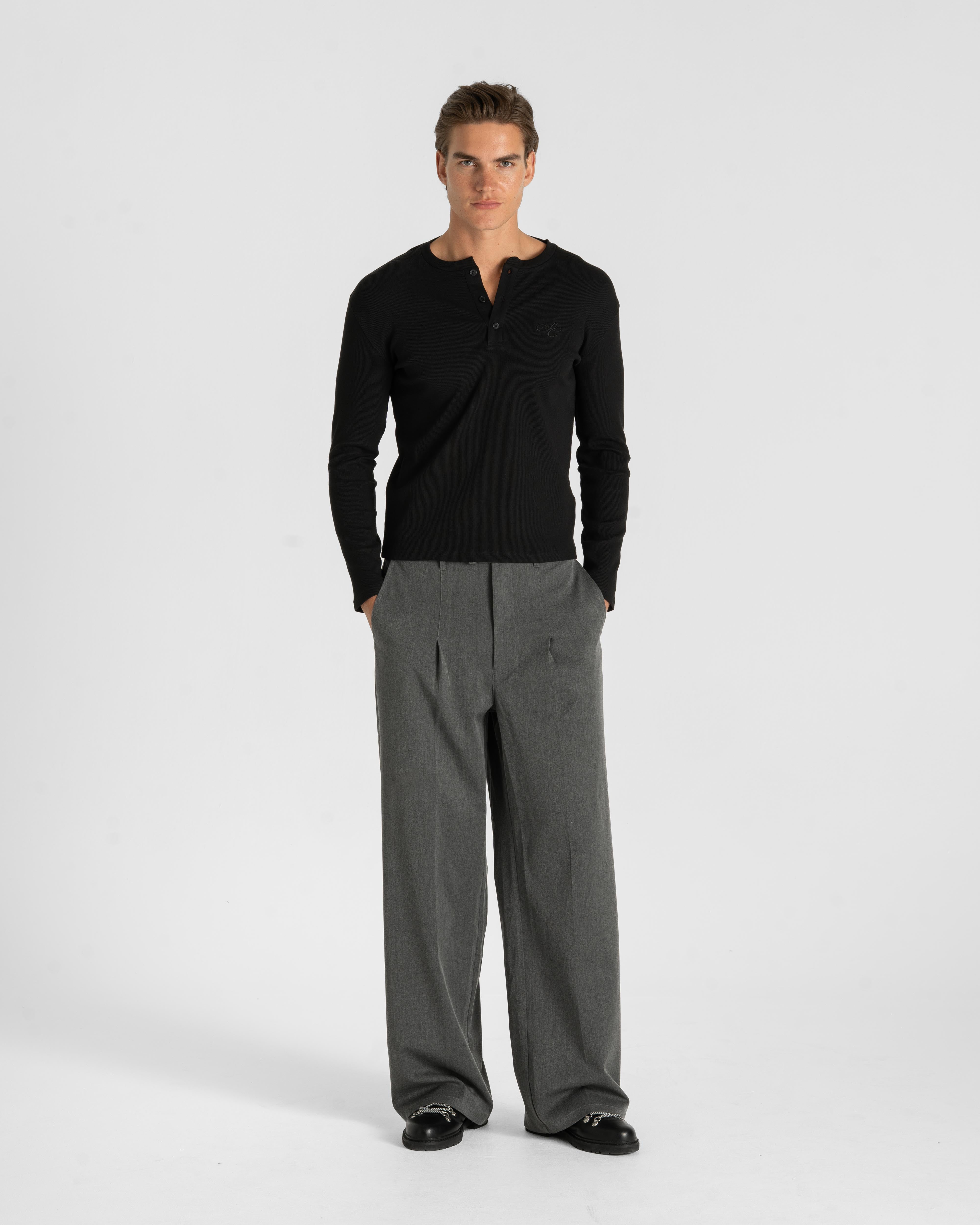 Henley Long Sleeve Black