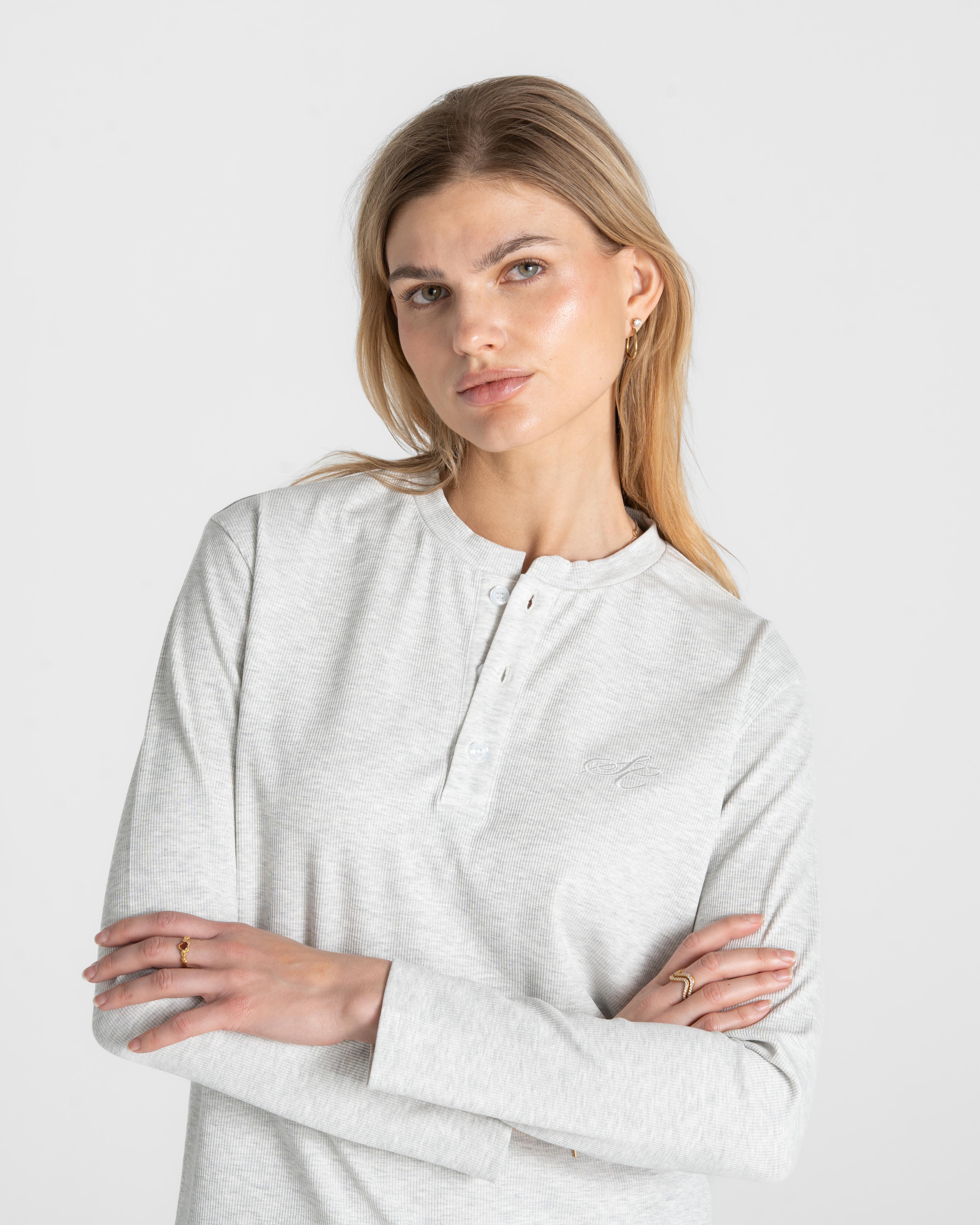 Henley Long Sleeve Heather Grey Dame