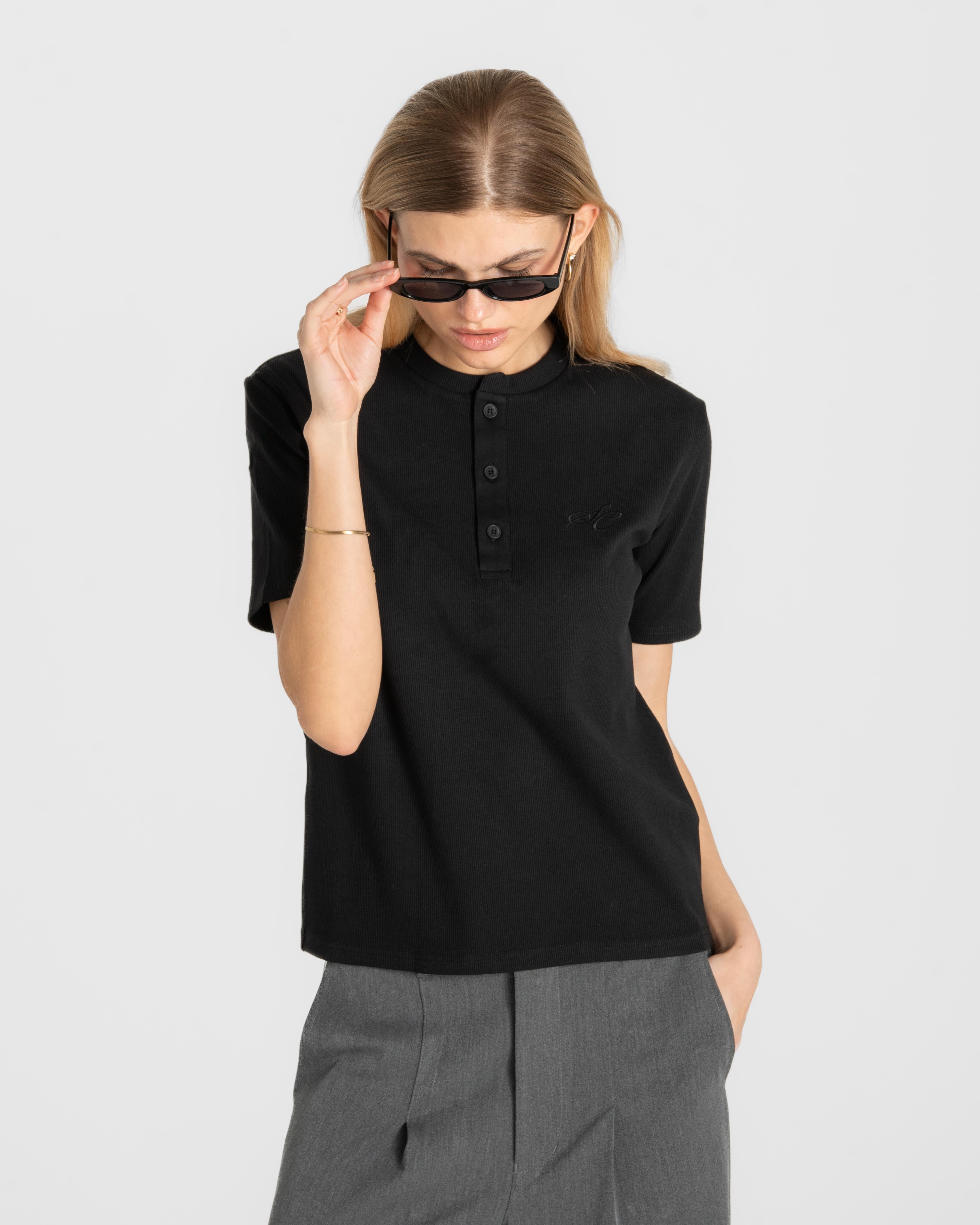 Henley Short Sleeve Black