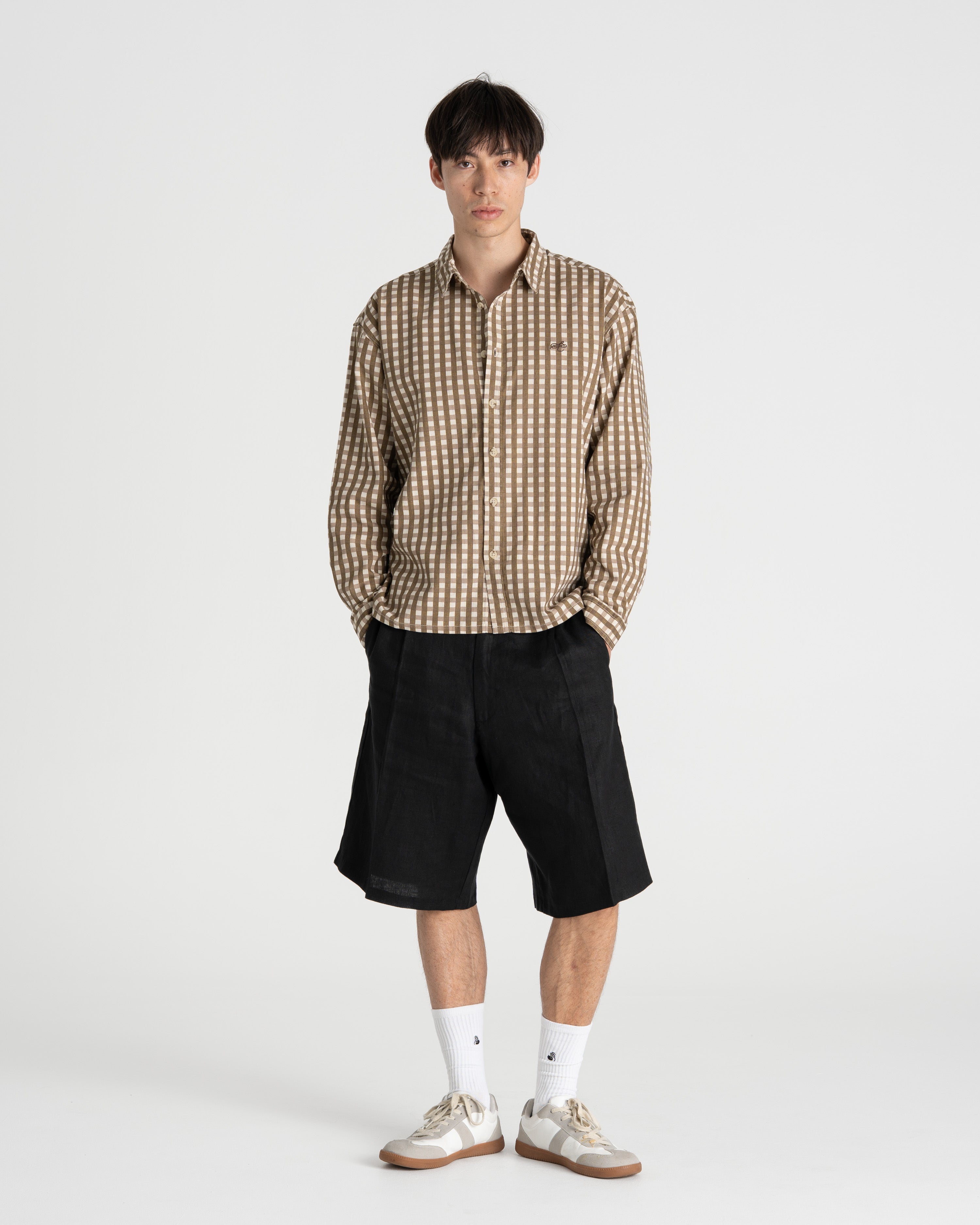 Pleated Baggy shorts Black
