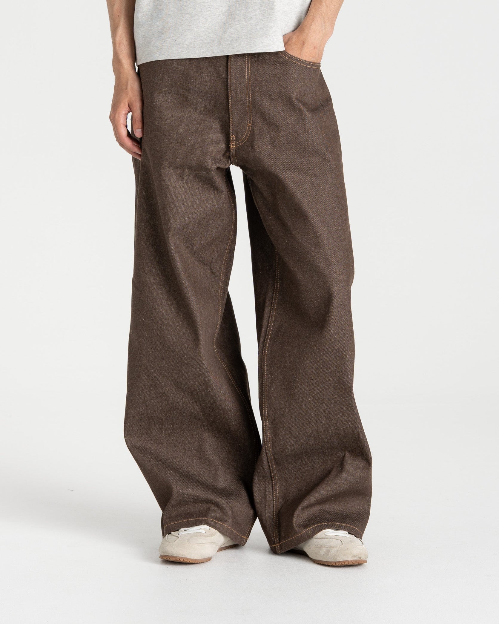 Extra baggy Denim Jeans Selvedge Brown