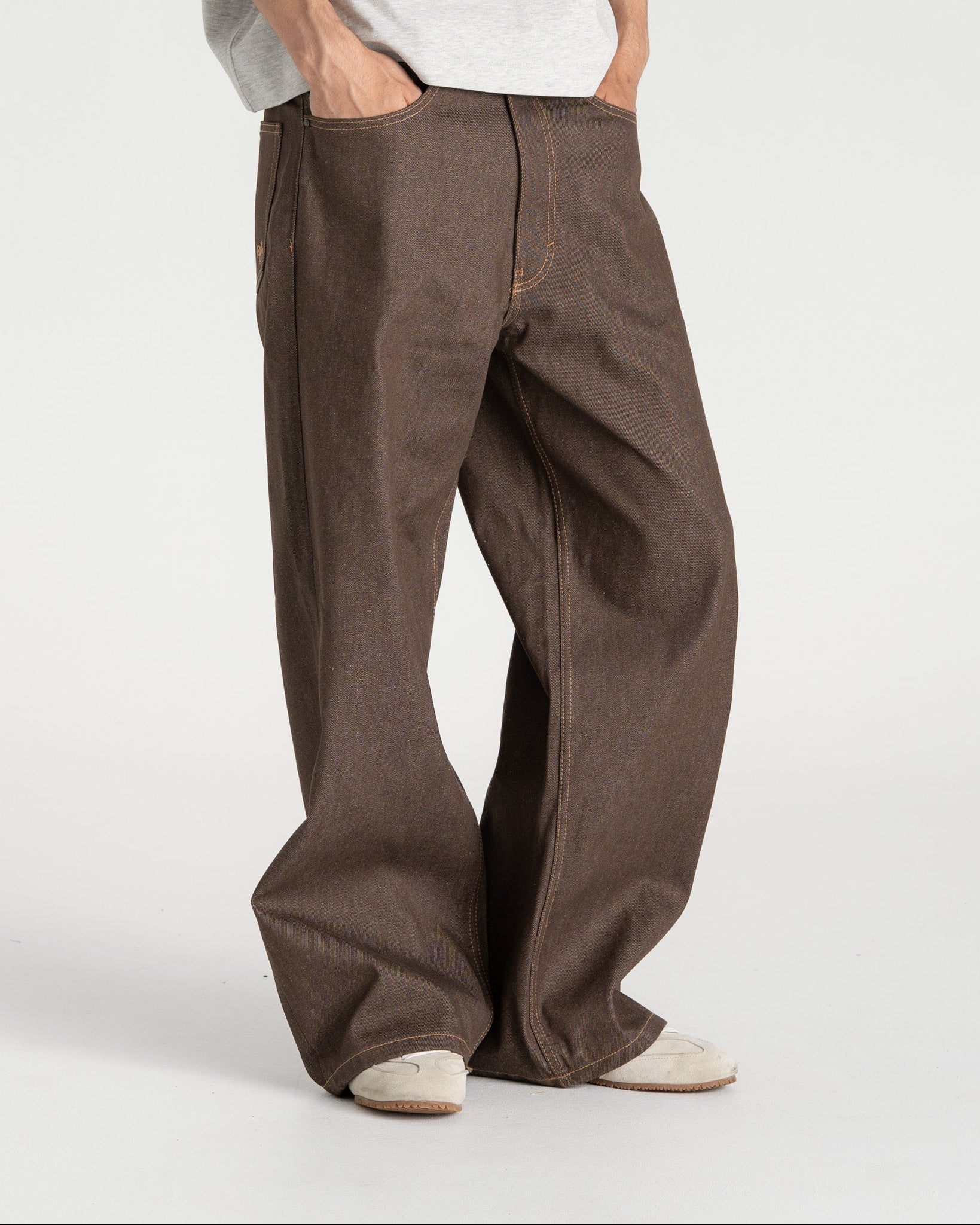 Extra baggy Denim Jeans Selvedge Brown