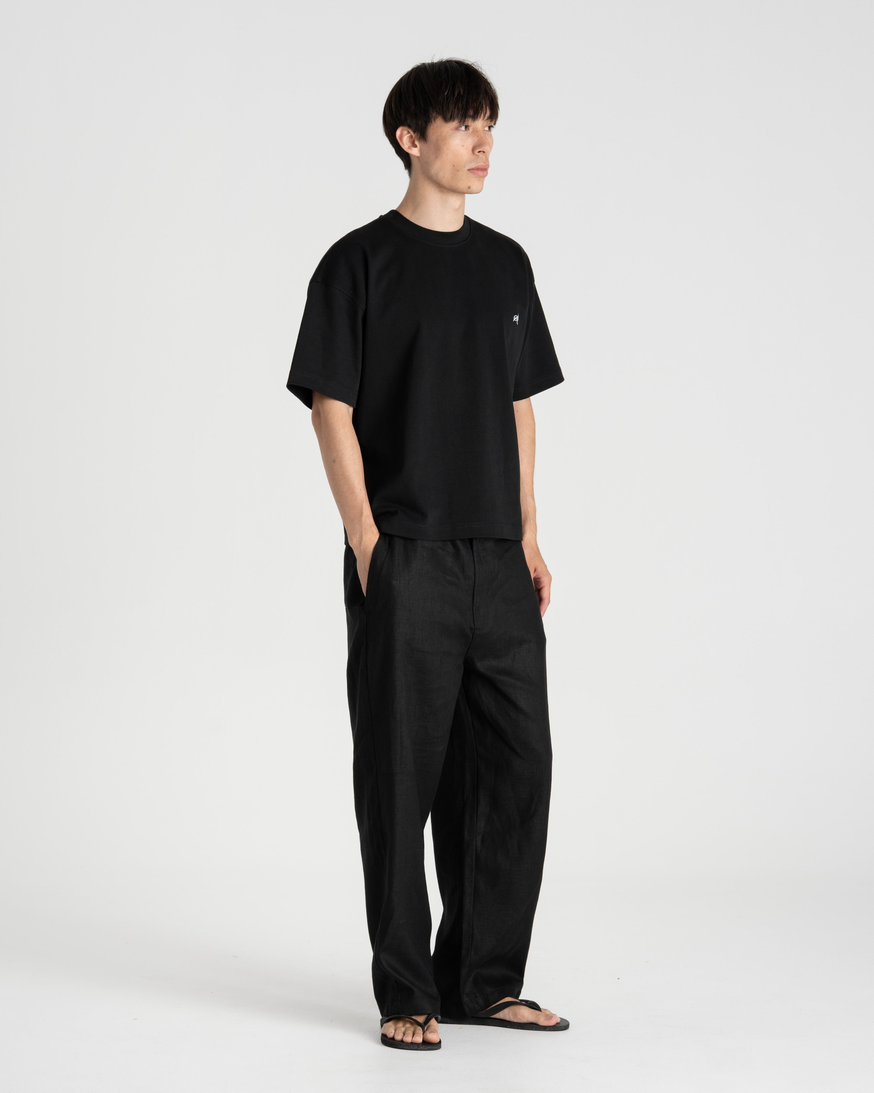 Baggy 100% flax pants black