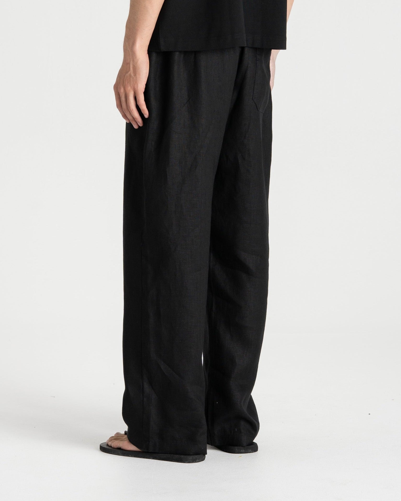 Baggy 100% flax pants black