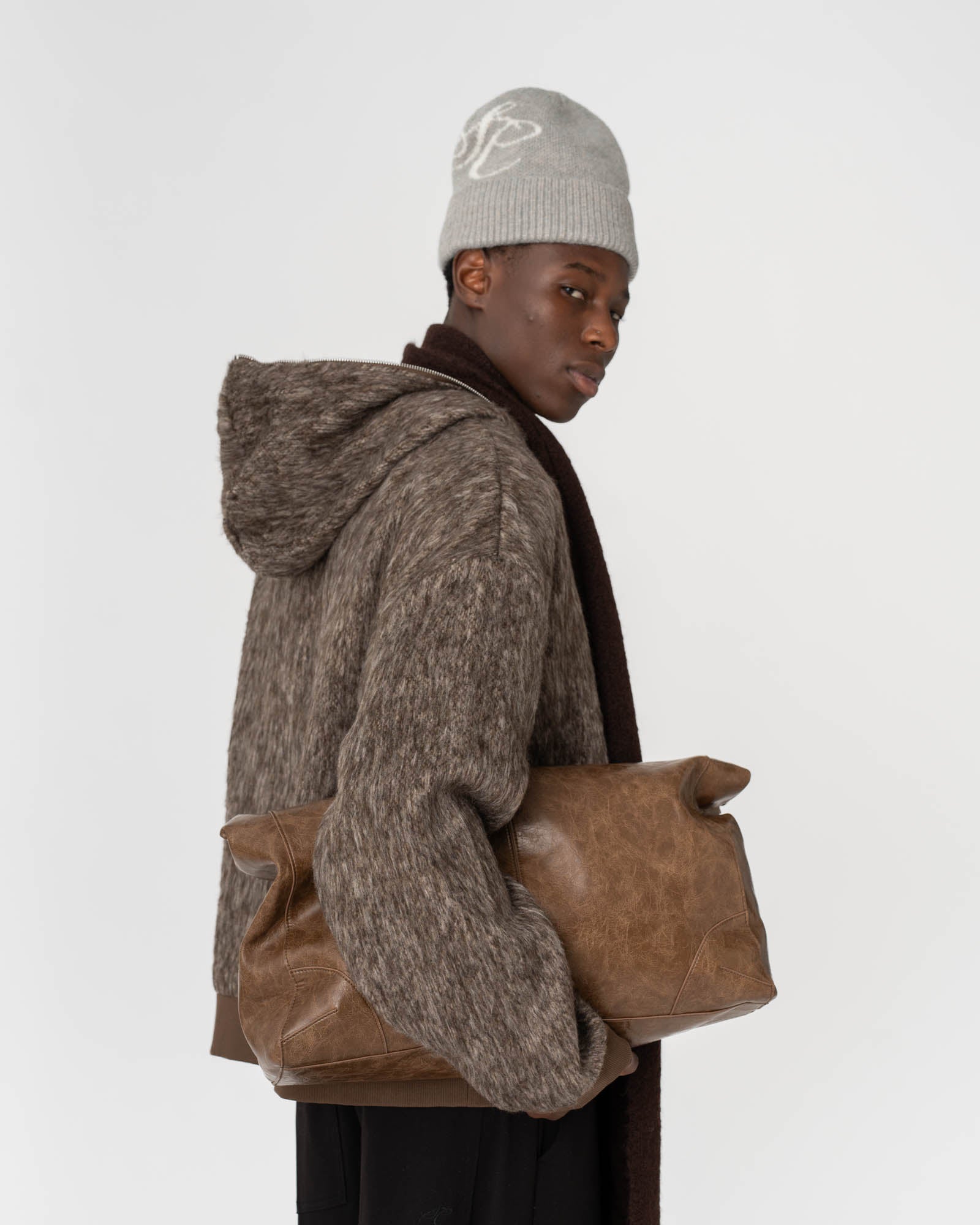 Fuzzy Hoodie Brown