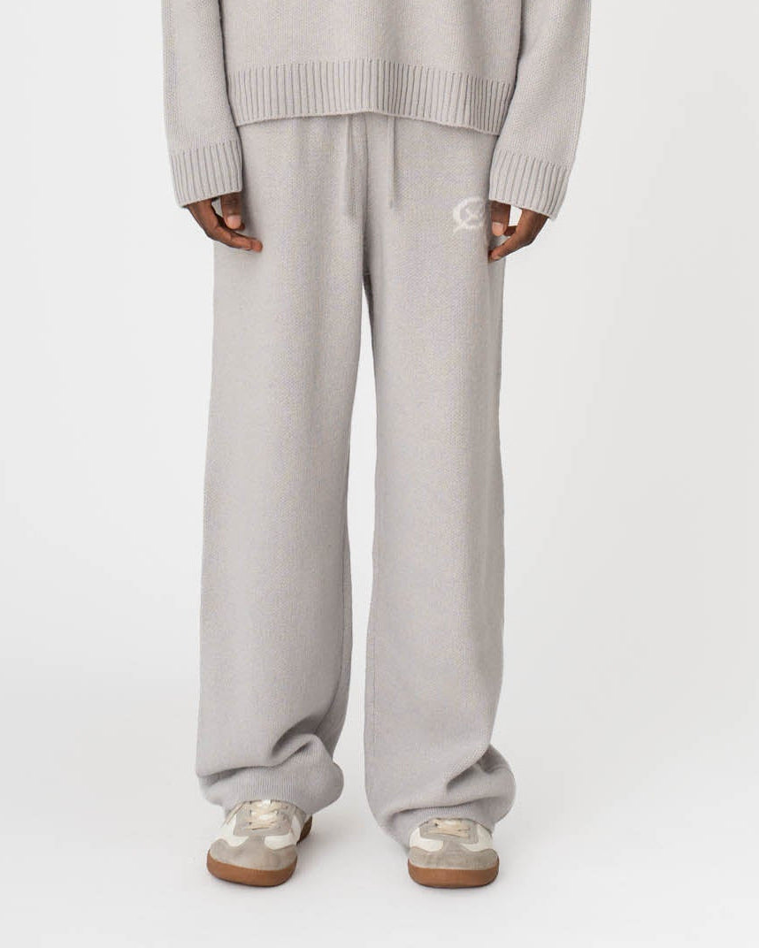 Jacquard Knitted Wool Sweater light grey