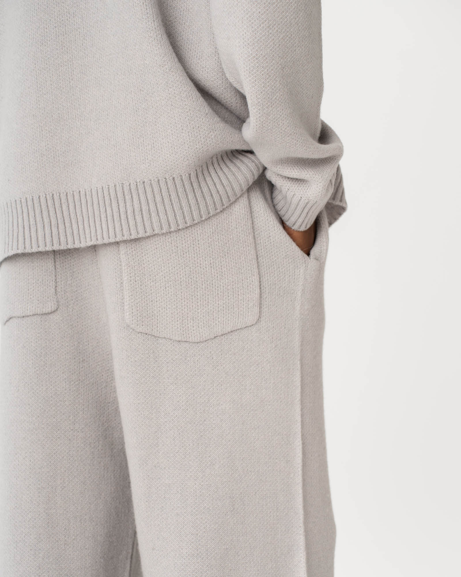 Jacquard Knitted Wool pants light grey