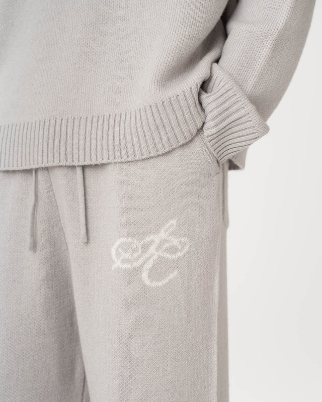 Jacquard Knitted Wool pants light grey