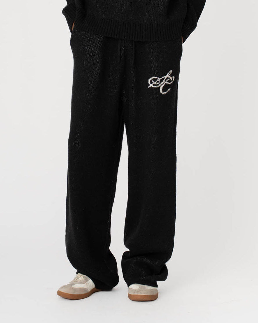 Jacquard Knitted Wool pants Black