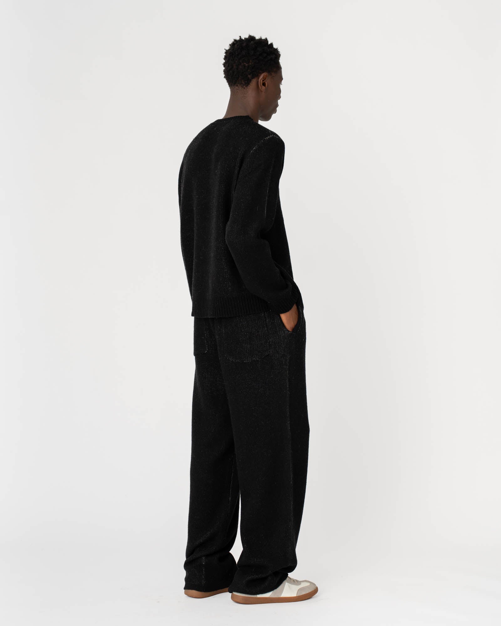 Jacquard Knitted Wool pants Black
