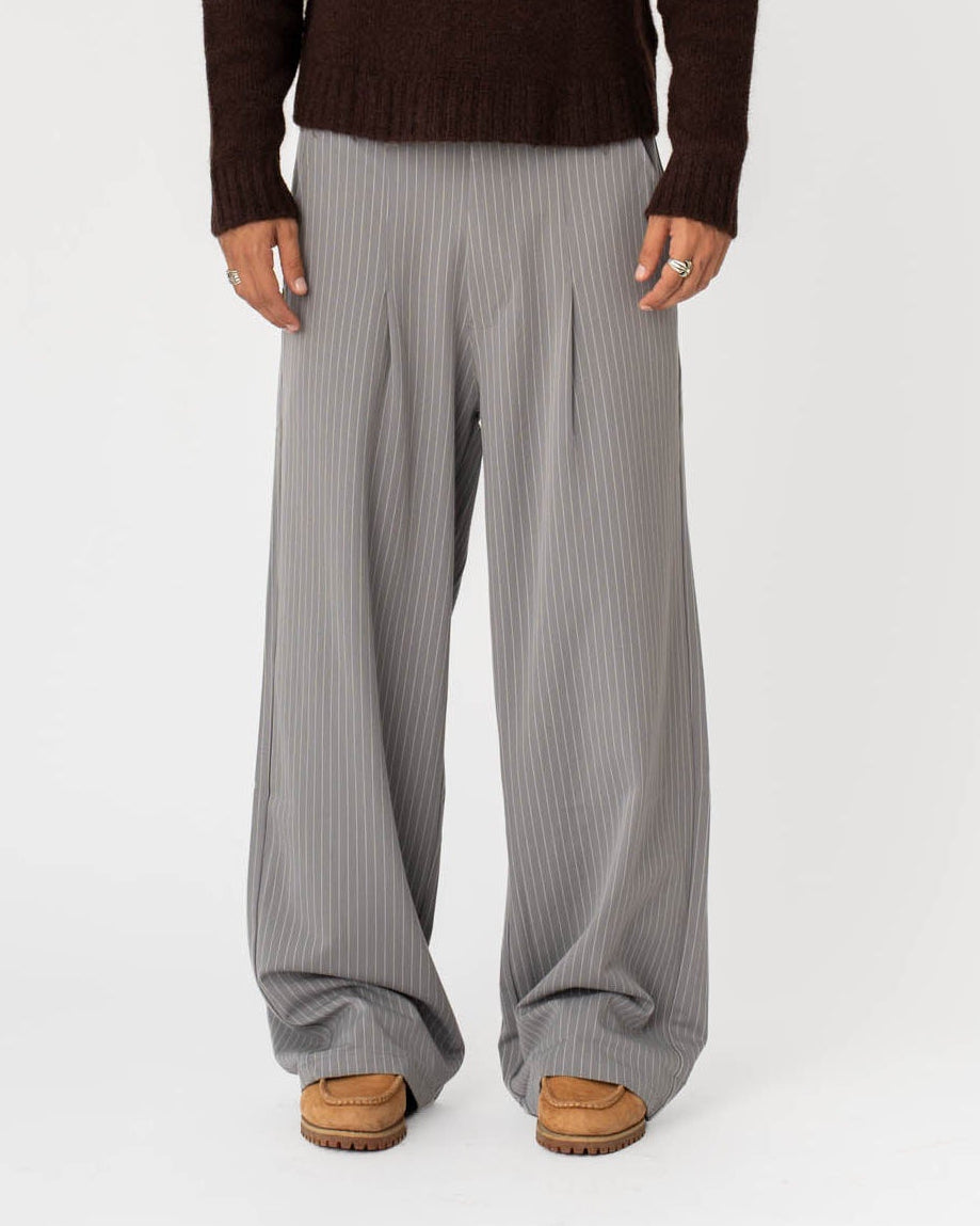 Baggy Suit Pants Grey Pinstriped