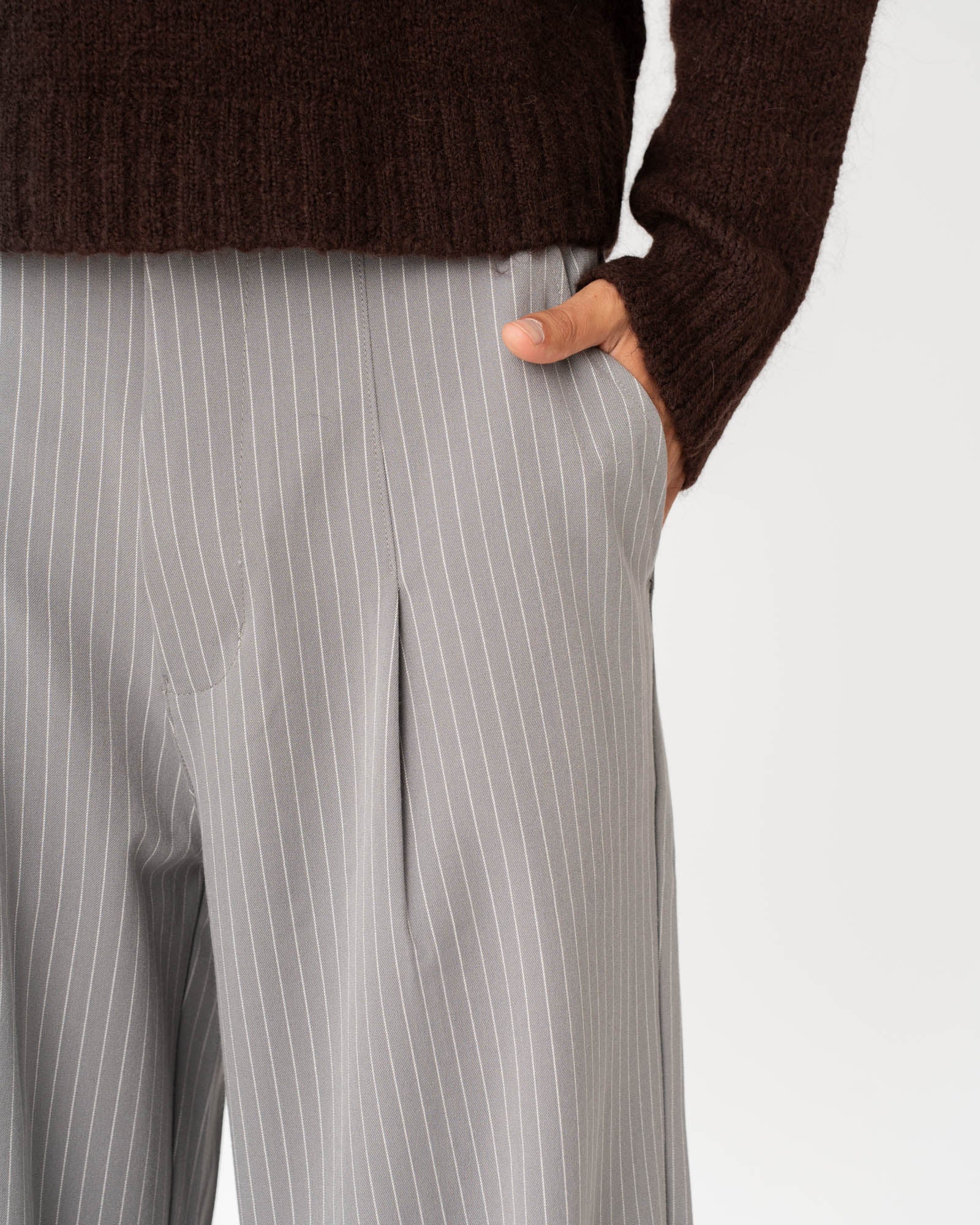 Baggy Suit Pants Grey Pinstriped