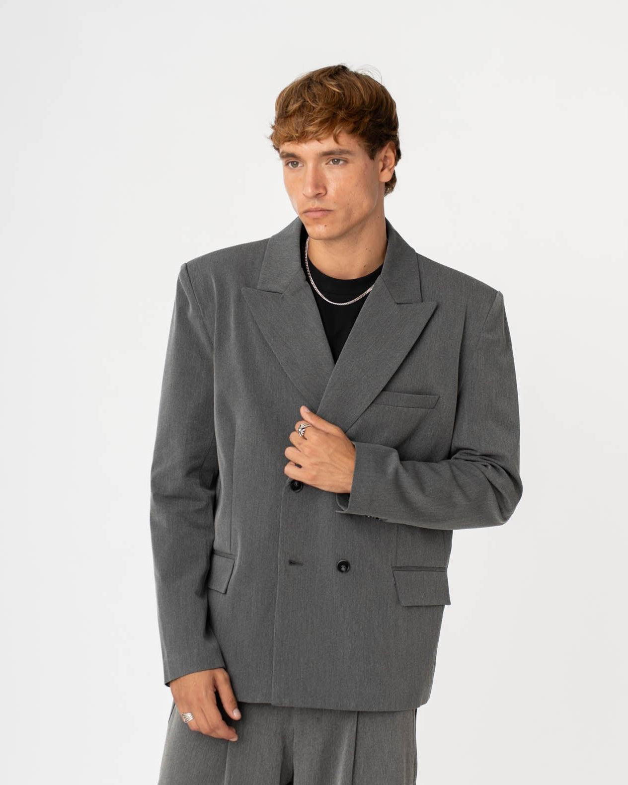 Double Breasted Blazer Grey