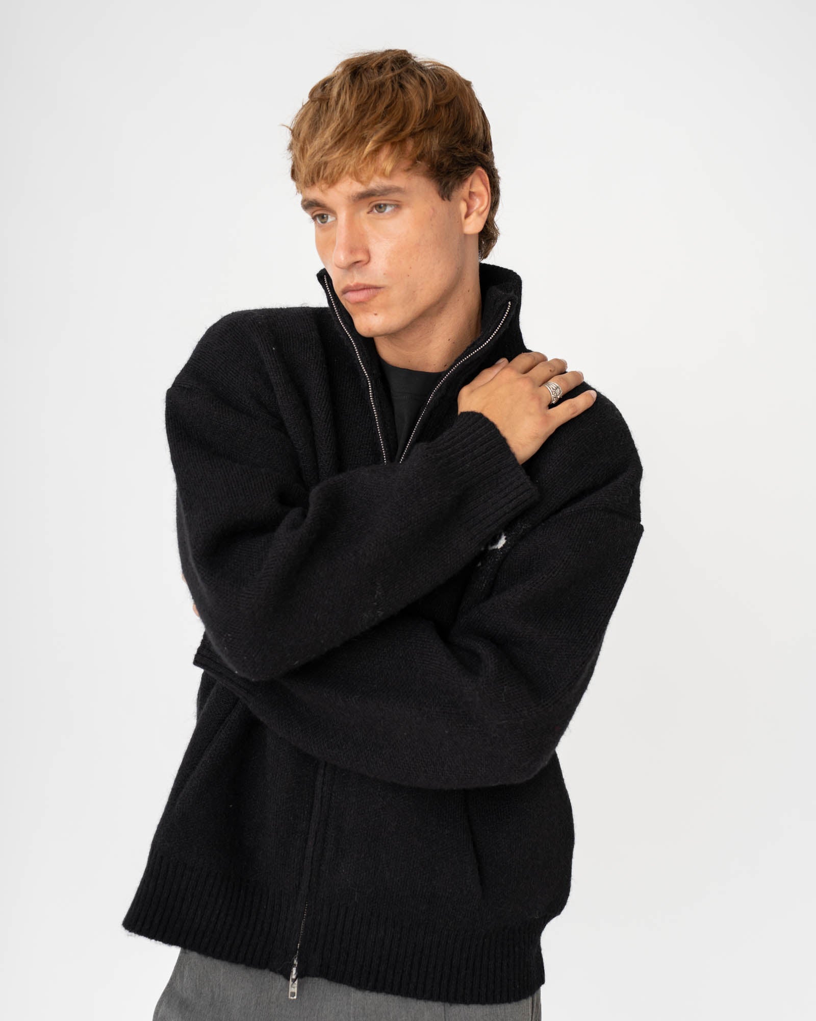 Full Zip Sweater Black