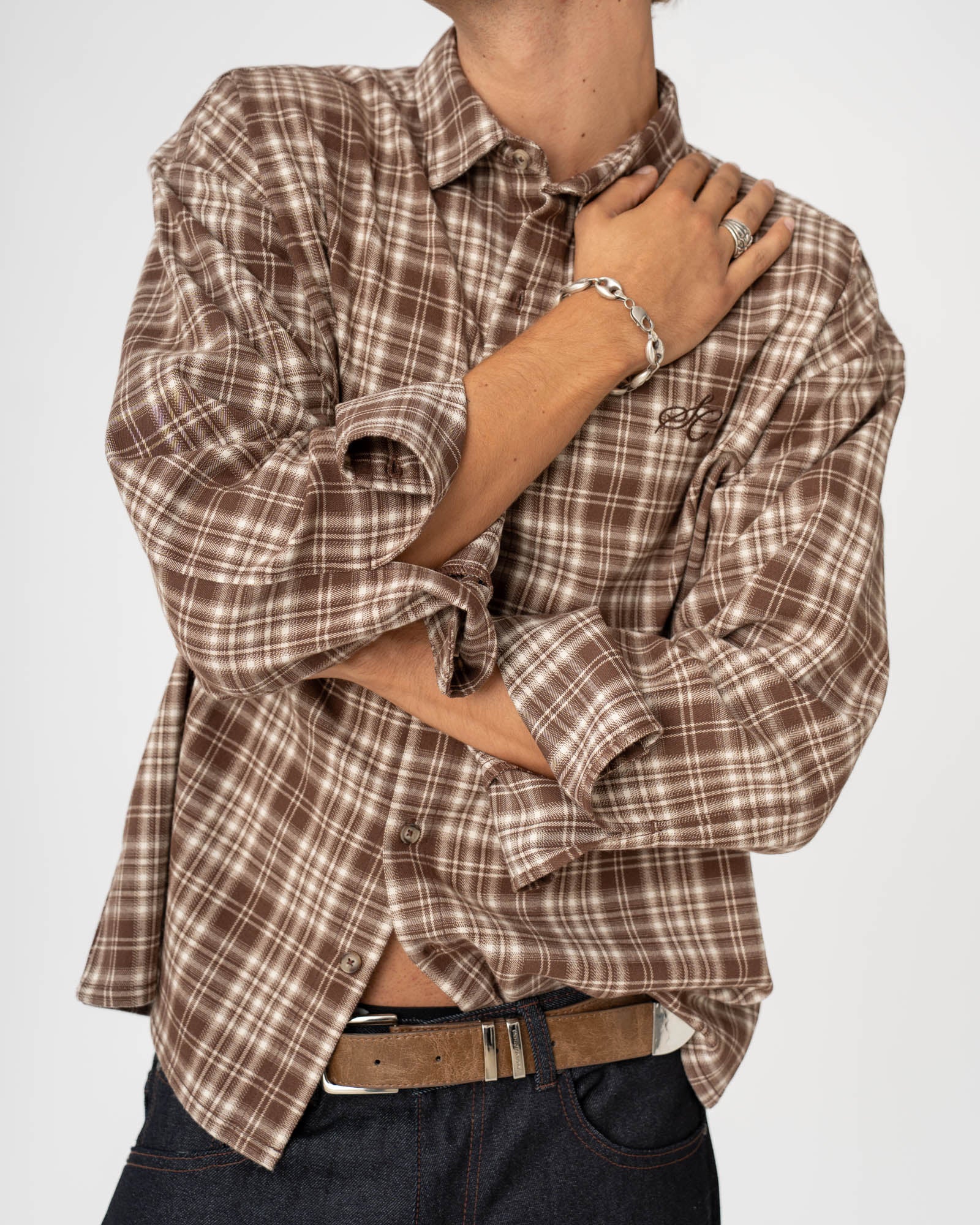 Checked Flannel shirt Brown
