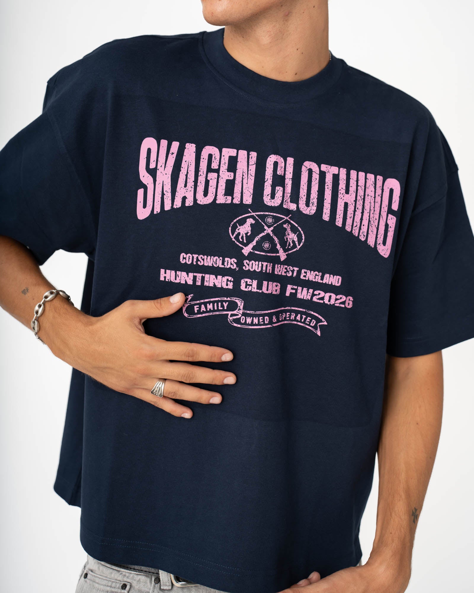 Graphic T-Shirt 'Vintage Hunter Club' Navy