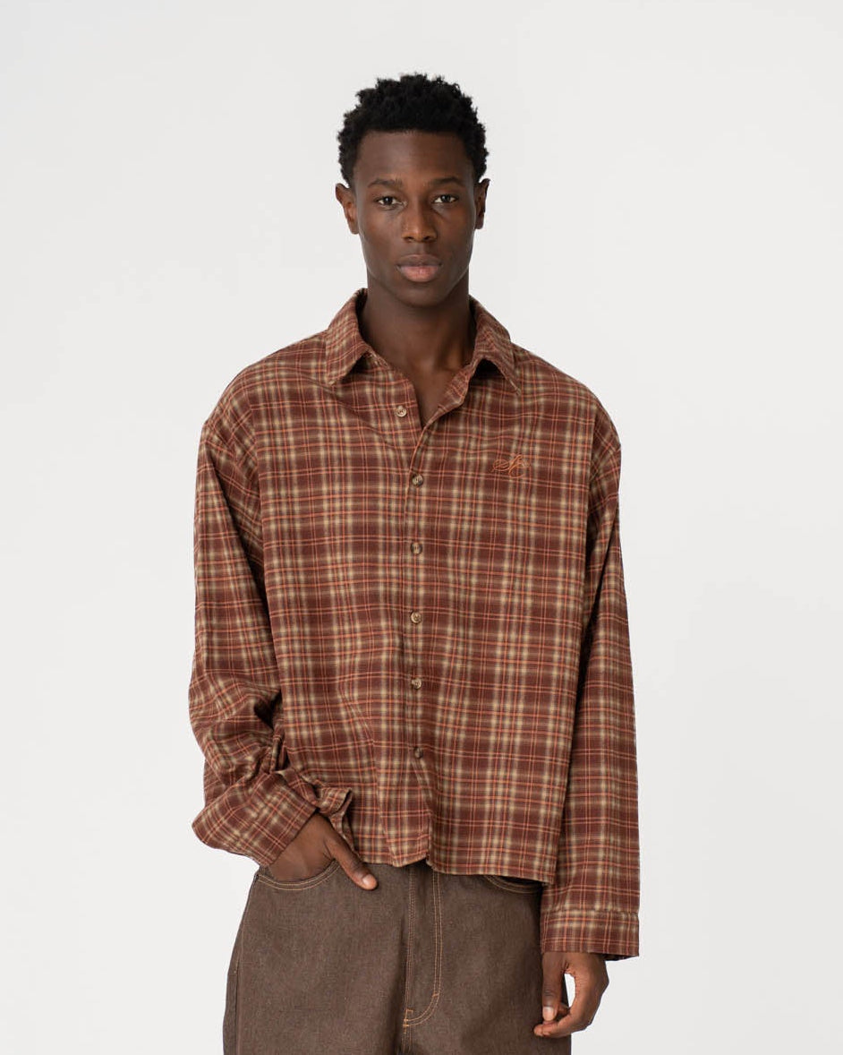 Checkered flannel shirt Bordeaux