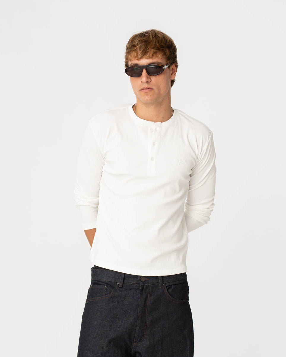 Henley Long Sleeve White