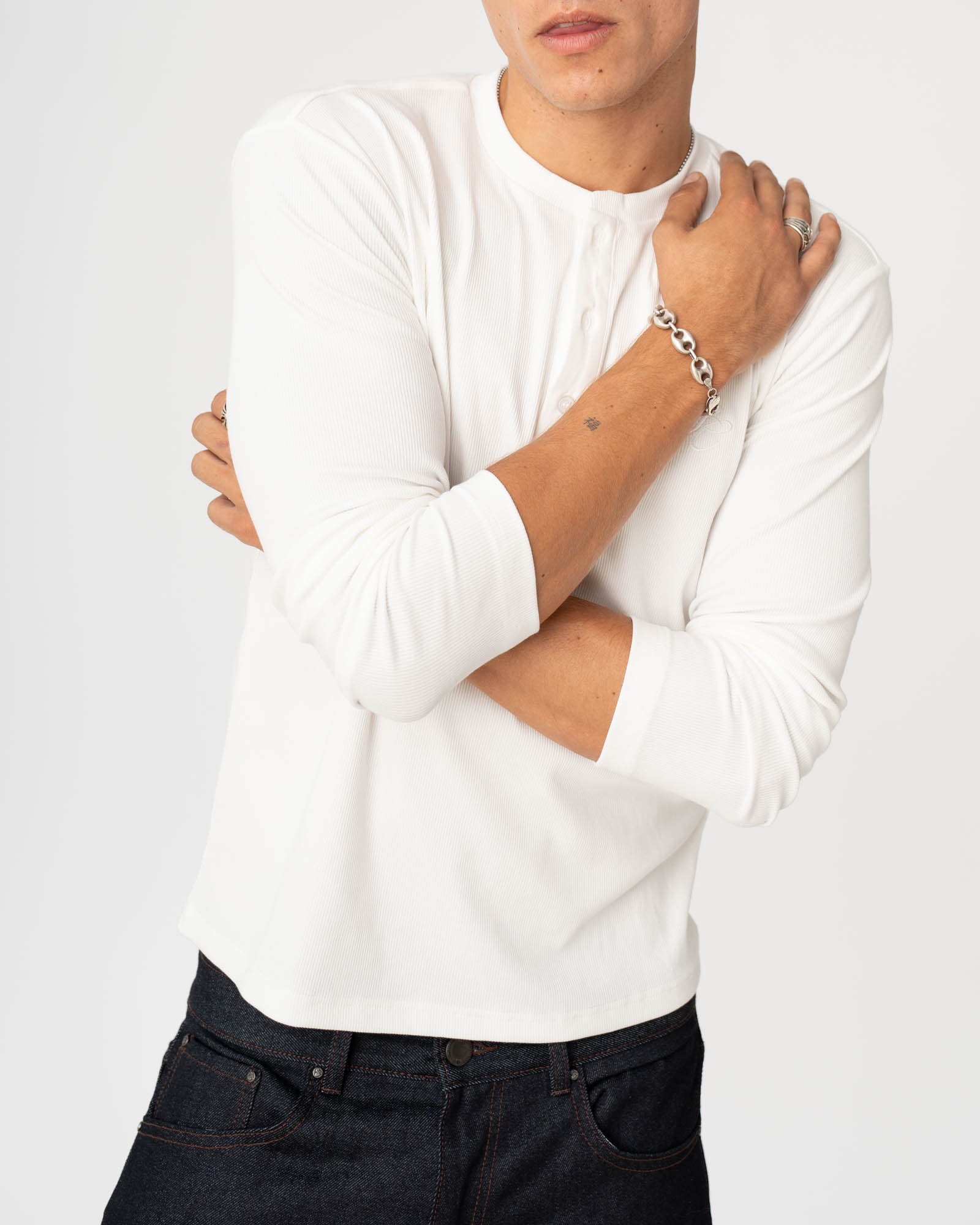 Henley Long Sleeve White