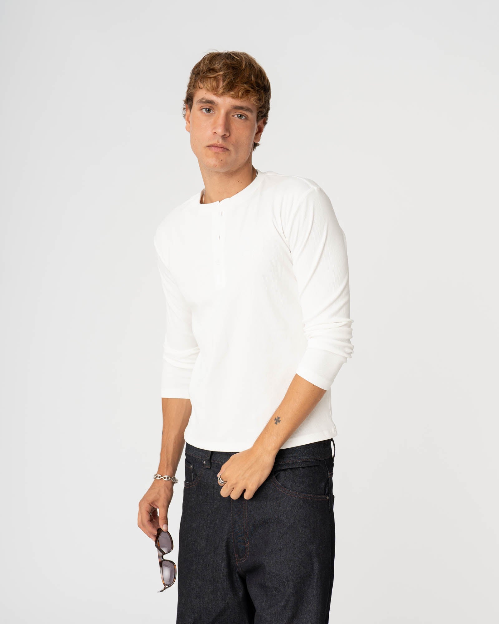 Henley Long Sleeve White