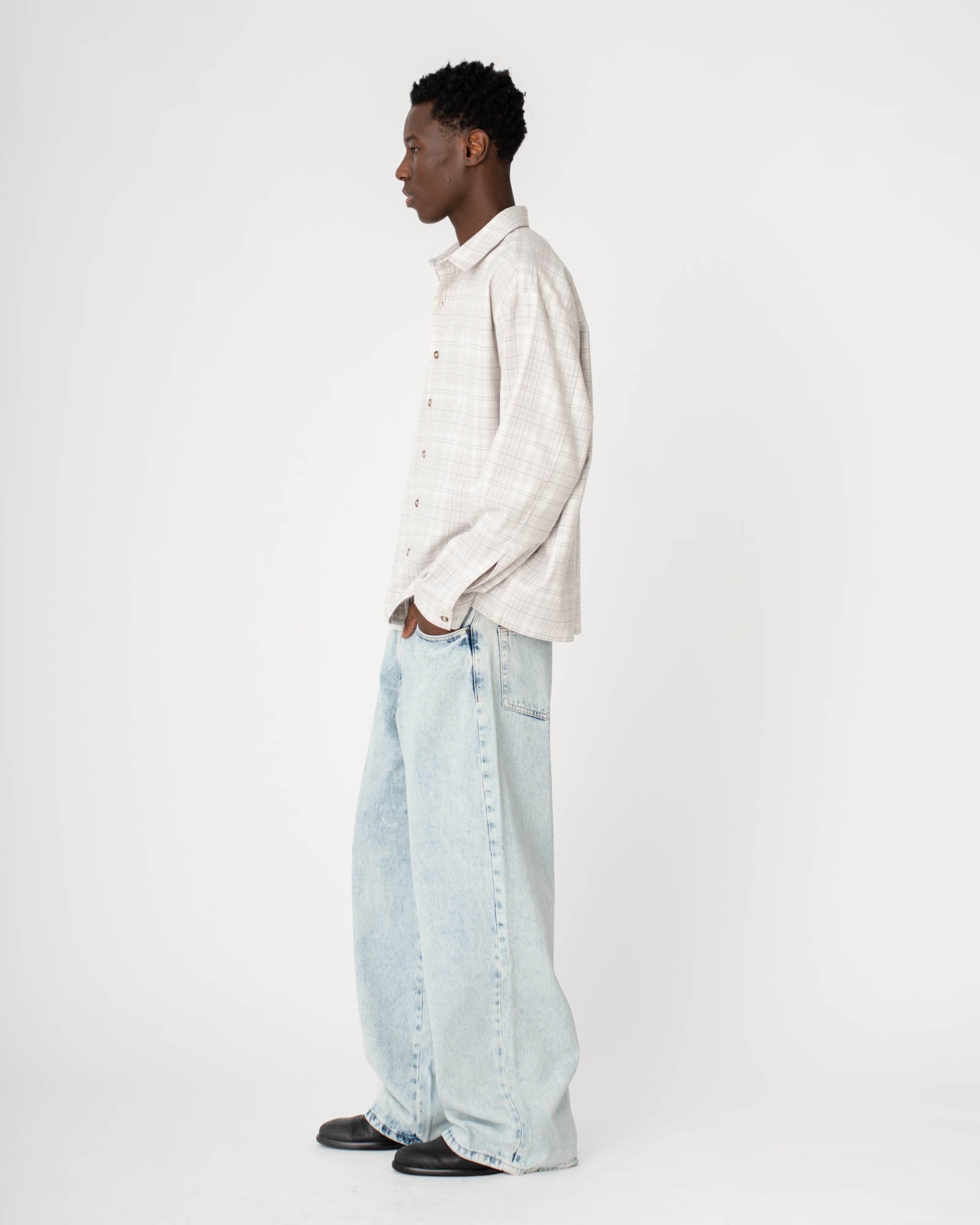 Checked Flannel shirt White